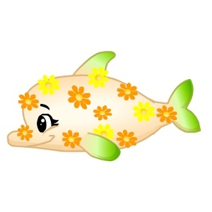 Cute Orange Floral Dolphin